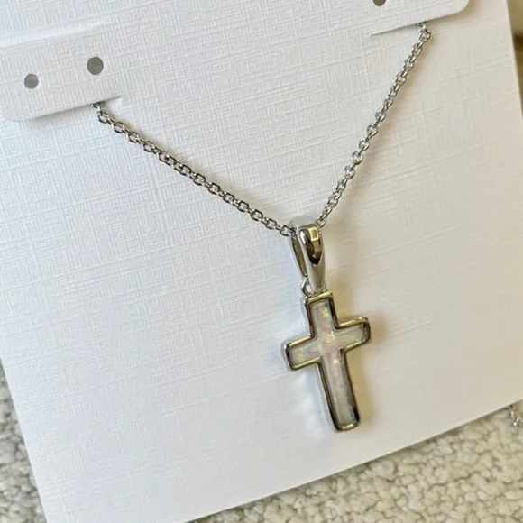 Kendra Scott Silver Iridescent Cross Necklace - Picture 3 of 3